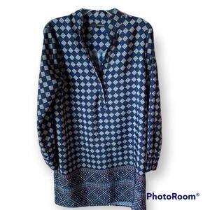 Harvé Benard navy blue patterned tunic - Sz M